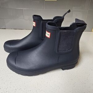 HUNTER WOMENS ORIGINAL CHELSEA MATTE Rain Boots Navy Matte 10